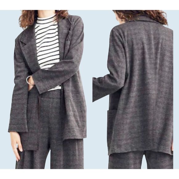 MADEWELL Oversized Grey Glen Plaid Soft Knit Blazer Jacket Sz Med - Picture 1 of 7